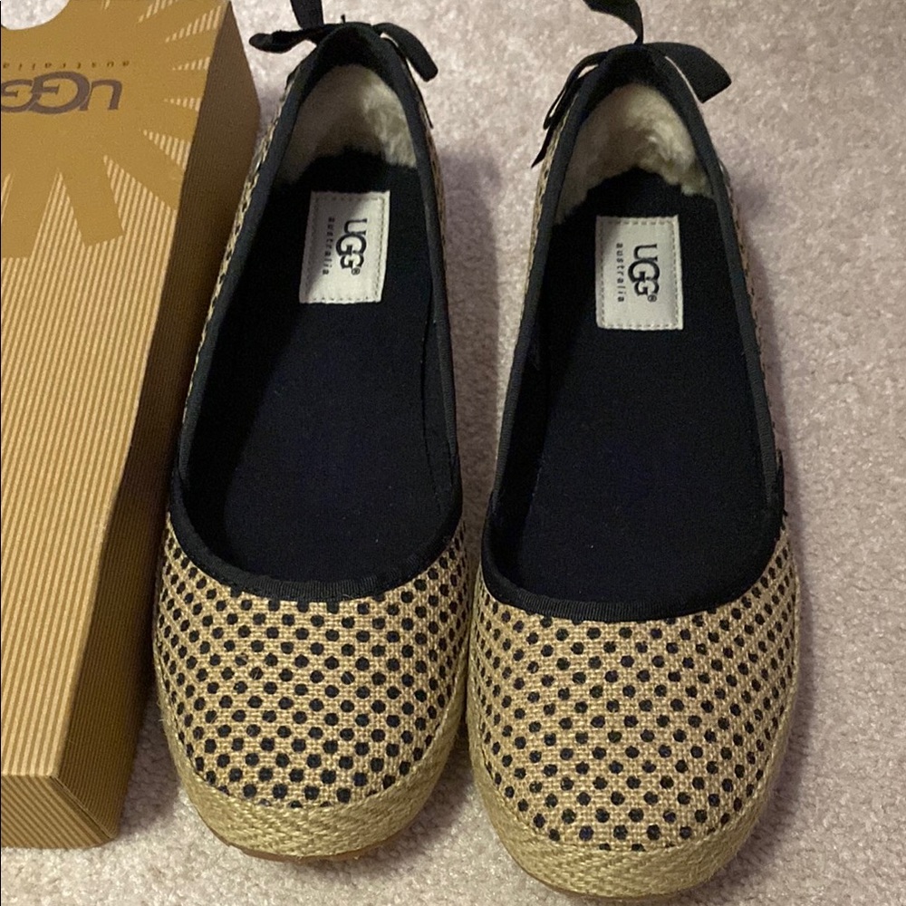 UGG Black and Tan Espadrilles Slip-On Shoes